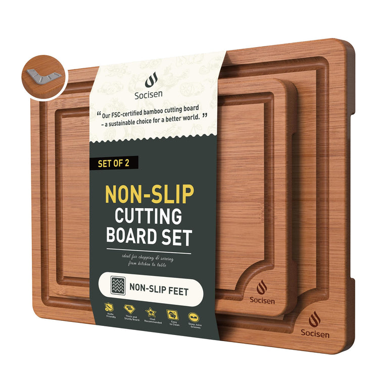 Bamboo Cutting Board Set Non Slip Feet Over Sink Day Gifts Best Mama Mommy Bonus Busy Mom Ever Christmas Xmas Birthday Law Step Stepmom Stepmother Who Have Everything Good Unique Useful Present (2 Count)
