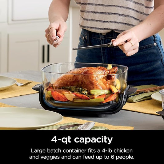 Ninja 4-QT CleanCrisp™ Glassware Container with Storage lid, Compatible with Ninja Crispi Portable Cooking System, Microwave, Freezer & Dishwasher Safe, PFAS & PTFE Free Glass, XSKSFN4QT