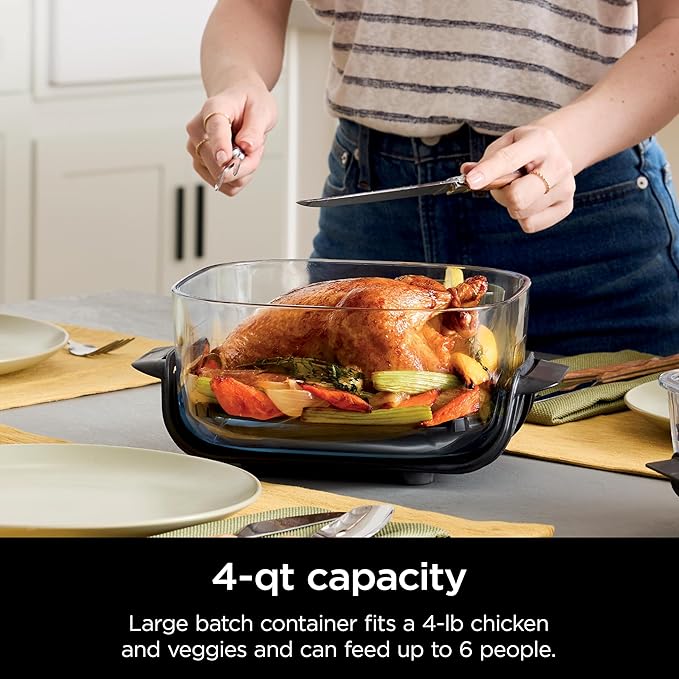 Ninja 4-QT CleanCrisp™ Glassware Container with Storage lid, Compatible with Ninja Crispi Portable Cooking System, Microwave, Freezer & Dishwasher Safe, PFAS & PTFE Free Glass, XSKSFN4QT