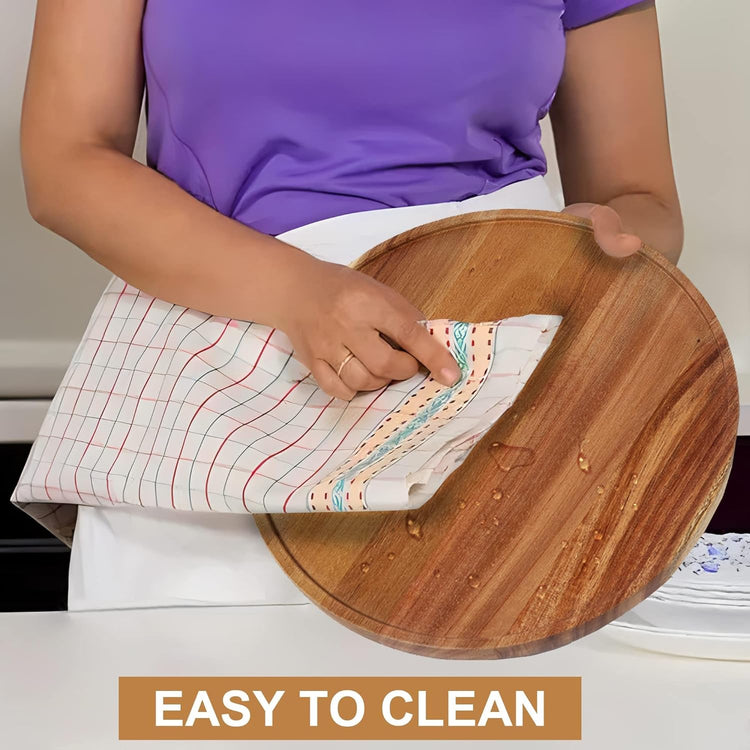[ 2 Pack ] 10-inch Acacia Wood Lazy Susan Organizers, ACIAZAAZ Lazy Susan Turntable for Cabinet, Kitchen Turntable Storage for Table, Countertop, Pantry