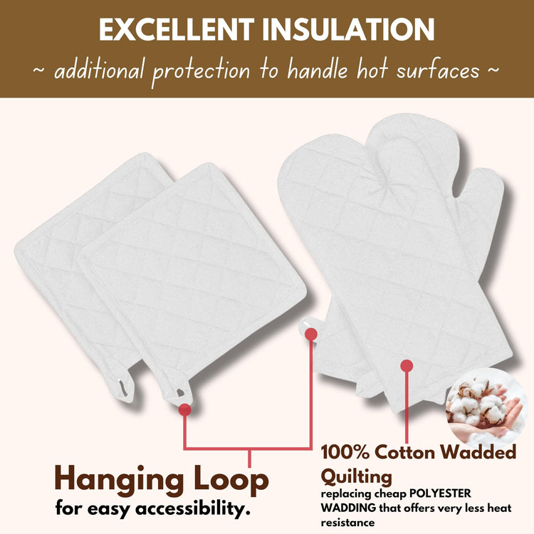 4 Piece Set 2 Oven Mitts & 2 Potholders (4 Count)