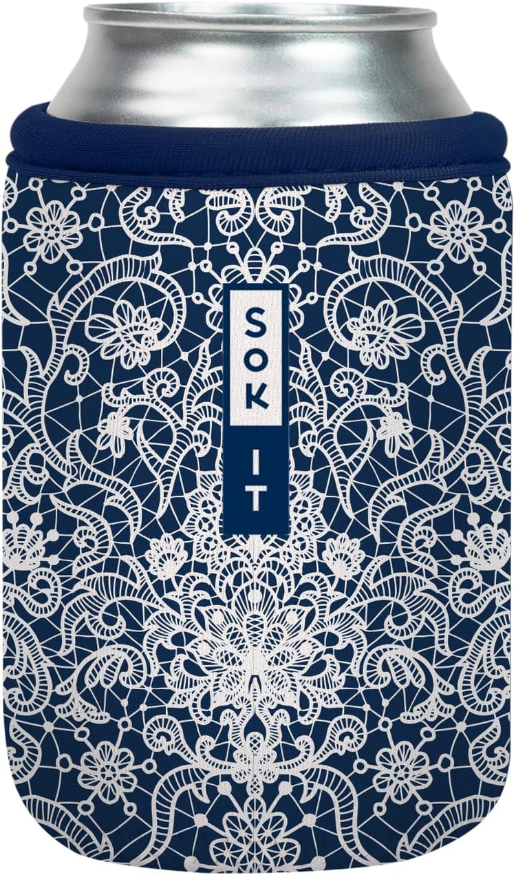 Sok It CanSok Sleeve for Beer & Soda Insulated Neoprene Cover (Royal Lace, 12oz Can Sleeve)