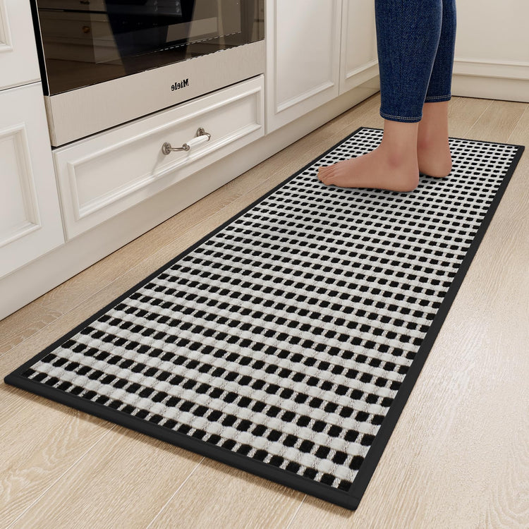 Kitchen Runner Rugs Non Slip Washable Long Kitchen Mats Black 17"x59" (7 Sq Ft)