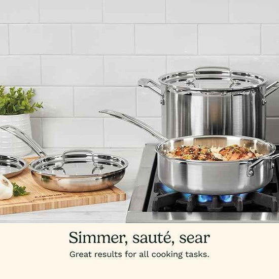 Cuisinart 15 Piece Cookware Set, MultiClad Pro Triple Ply, Silver, MCP-15N
