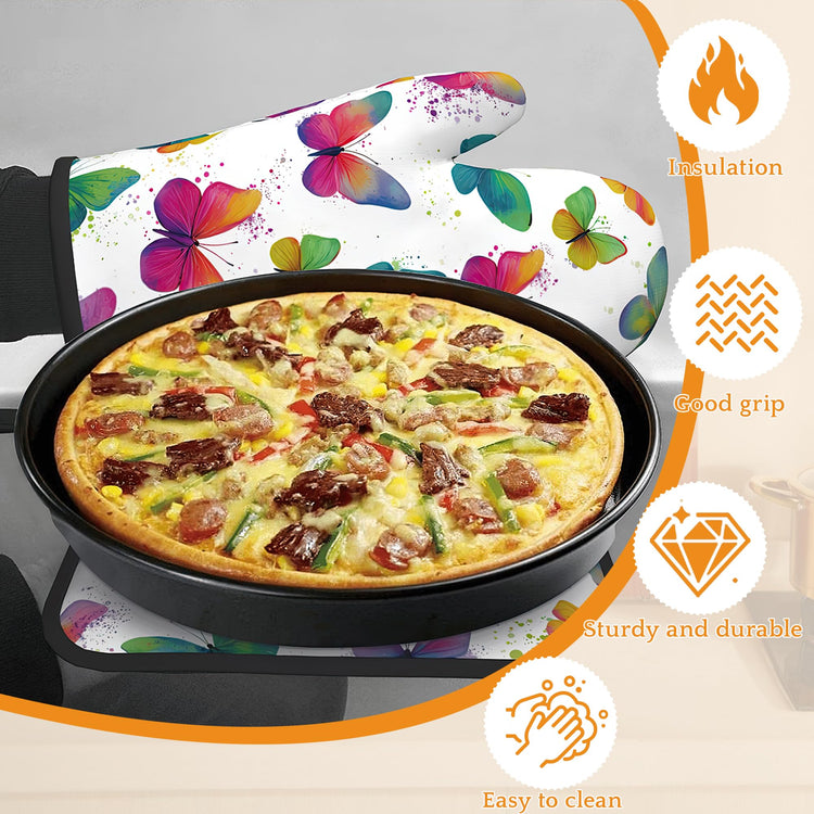 Colorful Butterfly Oven Mitts and Pot Holders (4 Count)