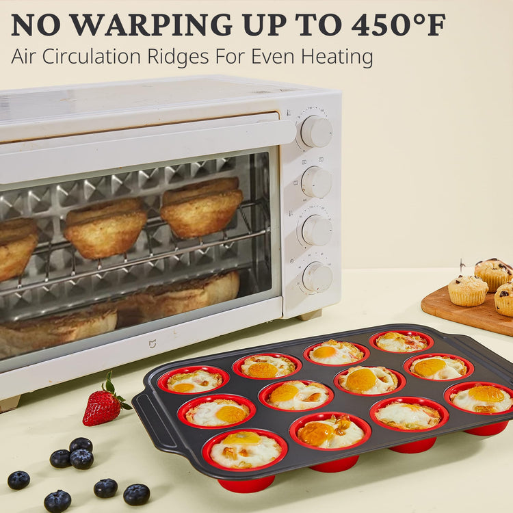 Silicone Muffin Pans for Baking with Metal Frame