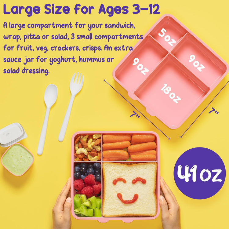 Kids Bento Snack Lunch Box with Thermo Insulated Toddler Lunch Bag