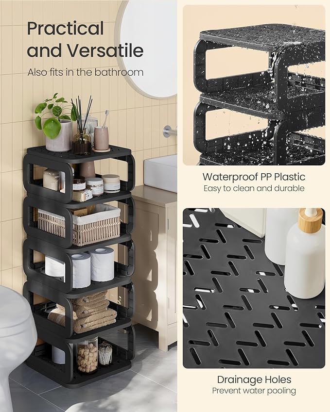 SONGMICS Shoe Rack, Shoe Organizer, 6 Shelves, Shoe Storage, Narrow Shoe Shelf, Open Shelf for Entryway, Living Room, Bathroom, Space-Saving, Ink Black ULPC037B01