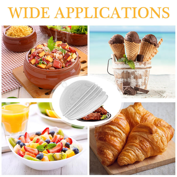 6 Pcs Metal Mesh Food Cover Outdoor Mesh Food Tents Dome Screen Plate Covers for Dinner Plates Reusable Fruit Fly Nets Picnic Umbrella for Table