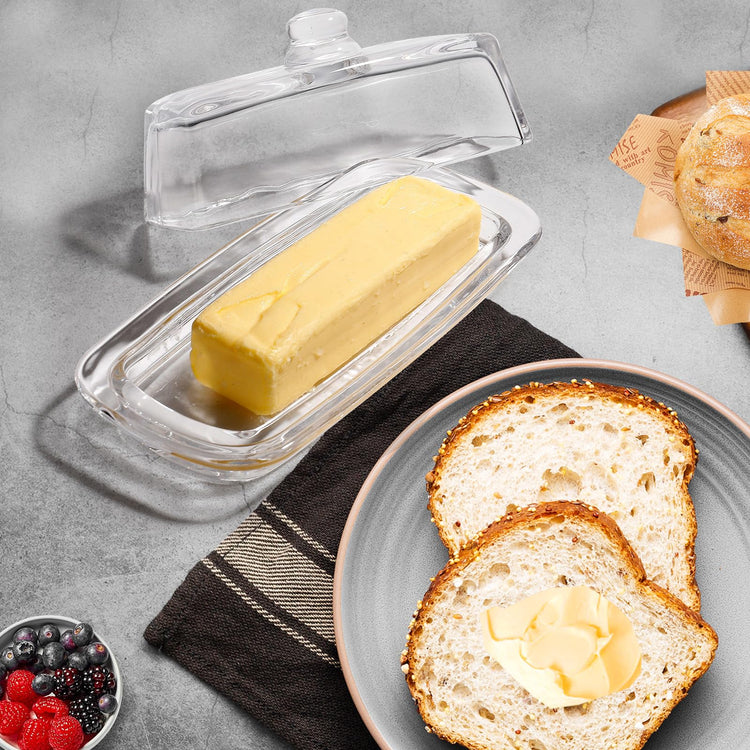 Modern Minimalist Clear Butter Dish with Lid for Countertop
