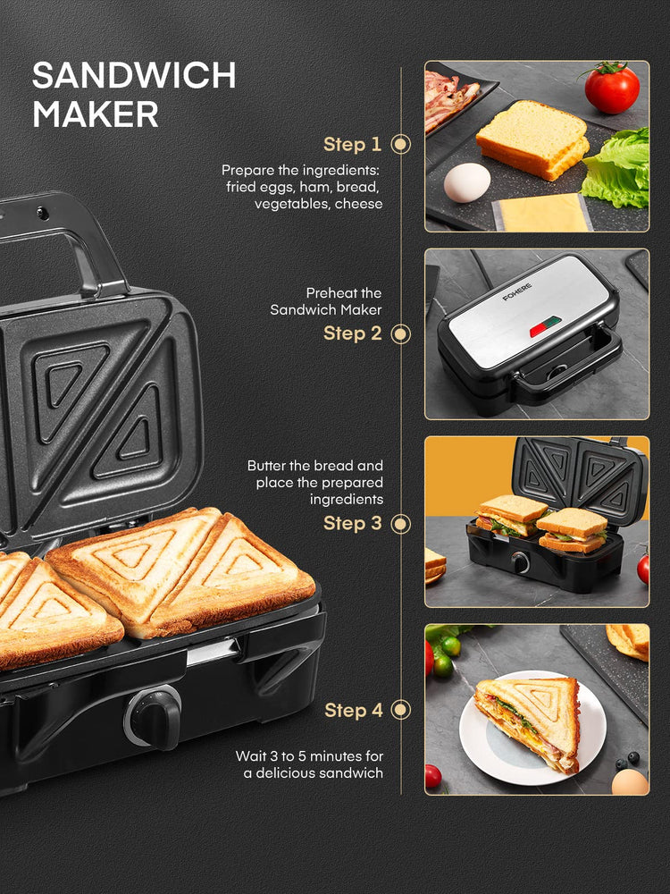 Waffle Maker 3 in 1 with Removable Non