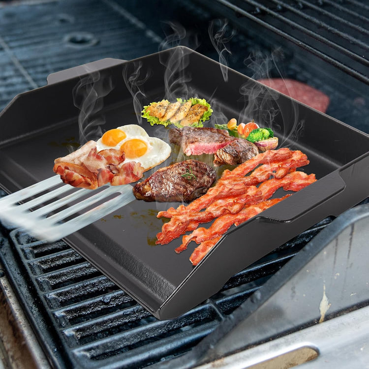 Universal Cast Iron Flat Top Griddle for Gas/Stove/Electric/Charcoal Grill,23" X 16 BBQ Griddle Insert for Weber Camp Chef Nexgrill StoveTop Griddle,Tailgating Nonstick Coating Cooking Skillet Pan,1PC - Nestoria