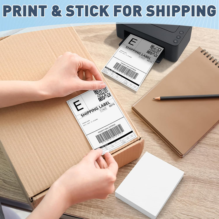 JTIEO 4" x 6" Thermal Labels, 3000 Fanfold Direct Thermal Shipping Labels, Perforated White, Commercial Grade with Permanent Adhesive,Compatible with Most Thermal Printers.