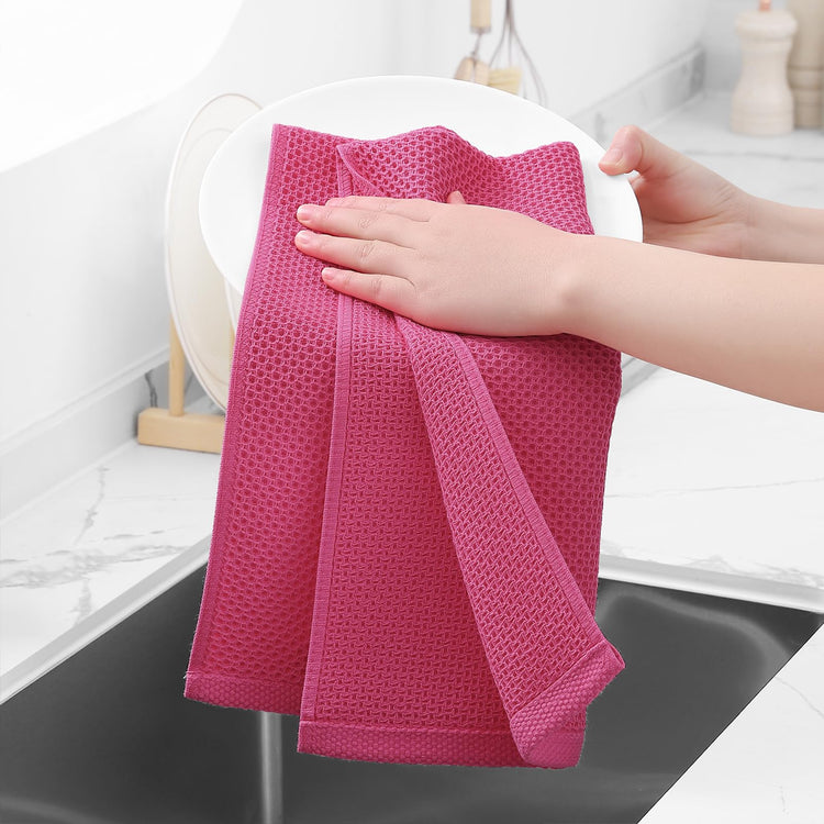 100% Cotton Waffle Weave Kitchen Dish Towels 4 (4 Count)