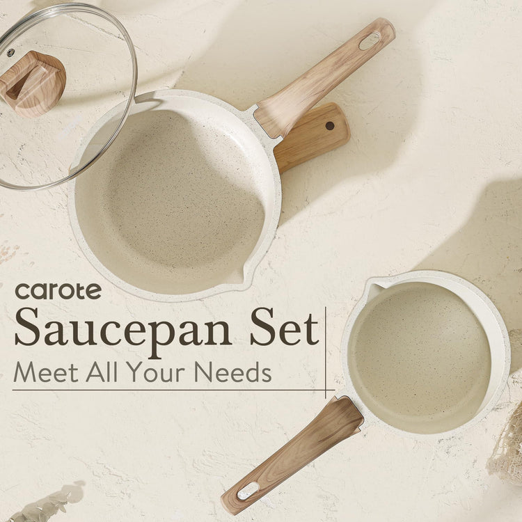 Nonstick 1.5Qt & 3.0Qt Sauce Pan Sets with Lid (2 Count)