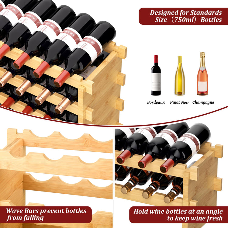 Bamboo Stackable Wine Rack (72 Count)