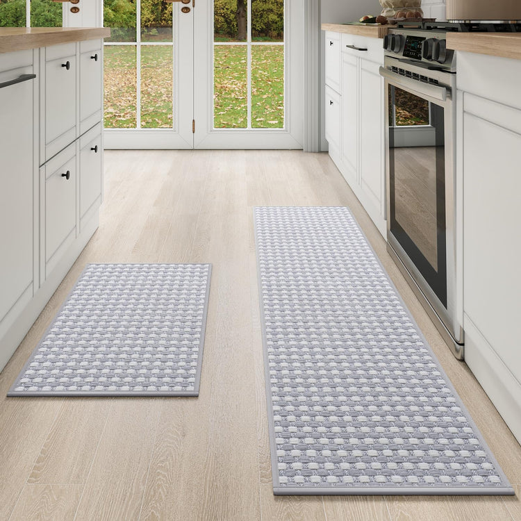 Kitchen Mat Kitchen Rugs Sets of 2 PCS Non Slip Gray 17"x30"+17"x59"