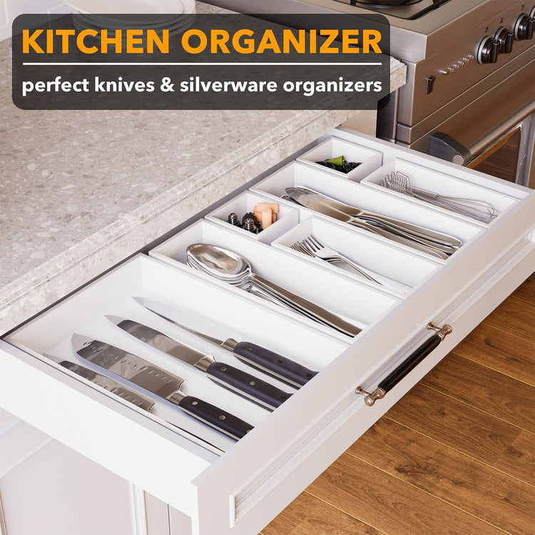7 Piece Bamboo Drawer Organizer Storage Boxes Set