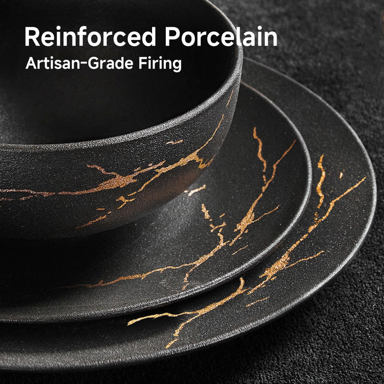 24 Piece Matte Crackle Dinnerware Sets