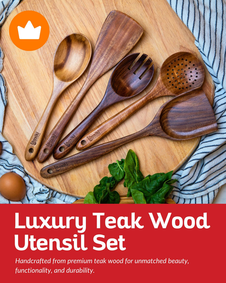 Luxury Teak Wood Utensil Set (6 Count)