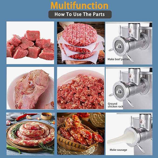 Commercial Electric Meat Grinder 3000w - Heavy Duty 600KG/h High Capacity with Copper Motor, ETL Certified. Includes Accessories for Sausage Making, Home Kitchen & Professional Use.