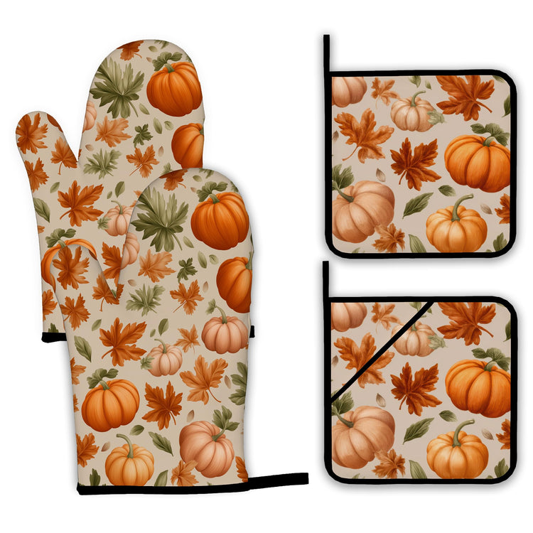 Fall Pumpkin Oven Mitts and Pot Holders (4 Count)