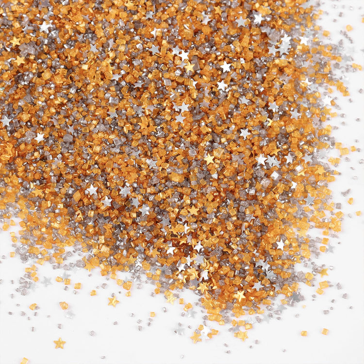Gold Sanding Sugar Edible Silver Glitter Stars Mix (3.5 Ounce)