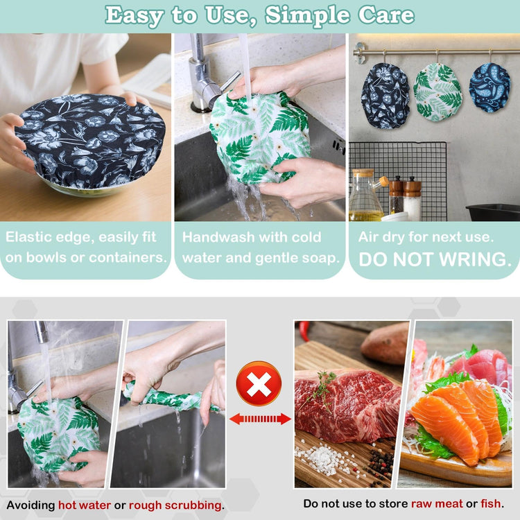 5Pcs Reusable Beeswax Elastic Bowl Covers for Bread Proofing and Food Cover (5 Count)