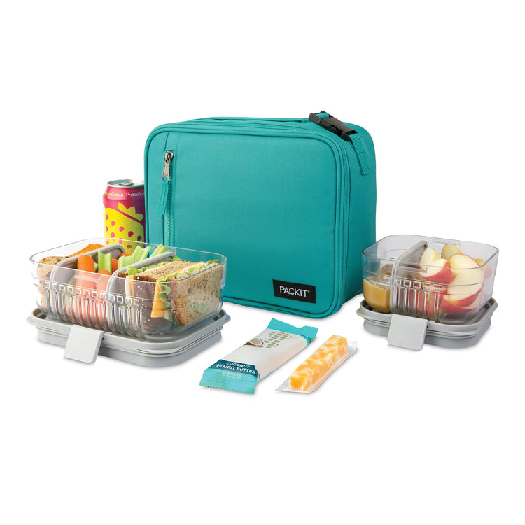 R) Freezable Classic Lunch Box, Teal, Built with EcoFreeze(R) Technology, Collapsible, Reusable, Zip Closure With Zip Front Pocket and Buckle Handle, Designed for Fresh Lunch On the Go