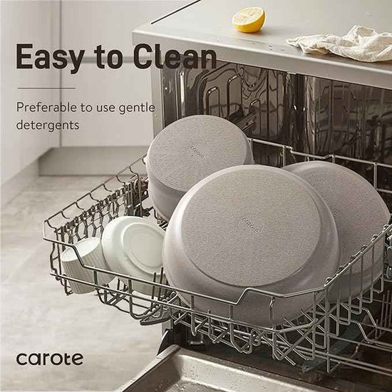 CAROTE 19pcs Pots and Pans Set Non Stick, Nonstick Cookware Set Detachable Handle, Induction Kitchen Cooking Sets with Removable Handle, RV Kitchen, Oven Safe, Taupe