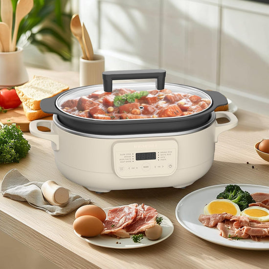 6 Quart Slow Cooker, with 8-in-1 Multi-Cooker, Casserole Programmable crock pot, Dutch Oven, Pasta, Nonstick, Oven Safe Pot to 500°F, Oatmeal - Nestoria
