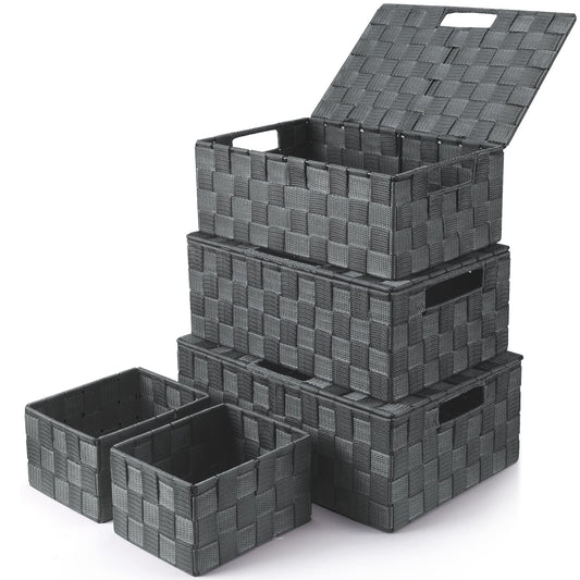 Storage Baskets with Lids (5 Count)