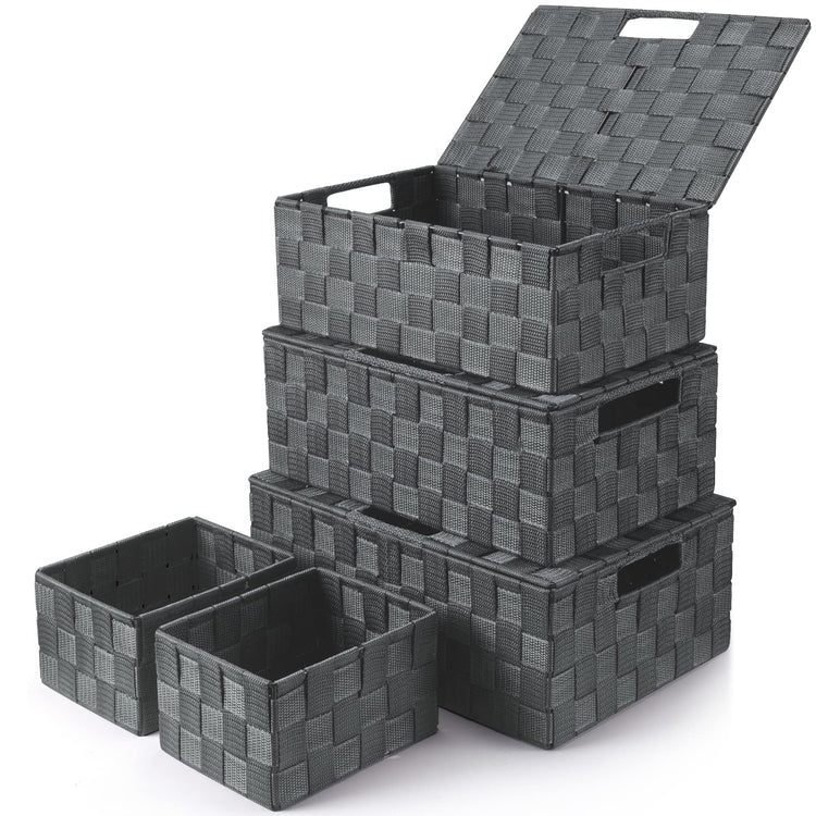 Storage Baskets with Lids (5 Count)