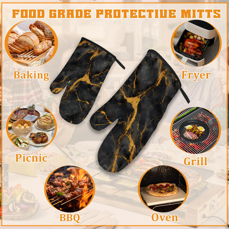 Marble Oven Mitts and Pot Holders Set (4 Count)