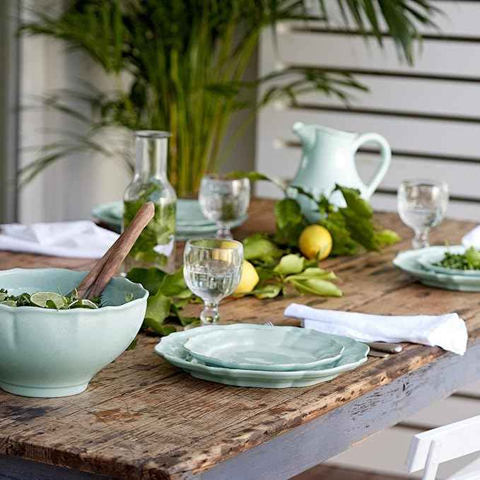 Casafina Ceramic Stoneware 10" x 5", 125 oz Serving Bowl - Impressions Collection, Robin's Egg Blue | Microwave & Dishwasher Safe Dinnerware | Food Safe Glazing | Restaurant Quality Serveware