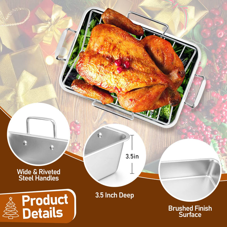Roasting Pan with Rack for Turkey Chicken