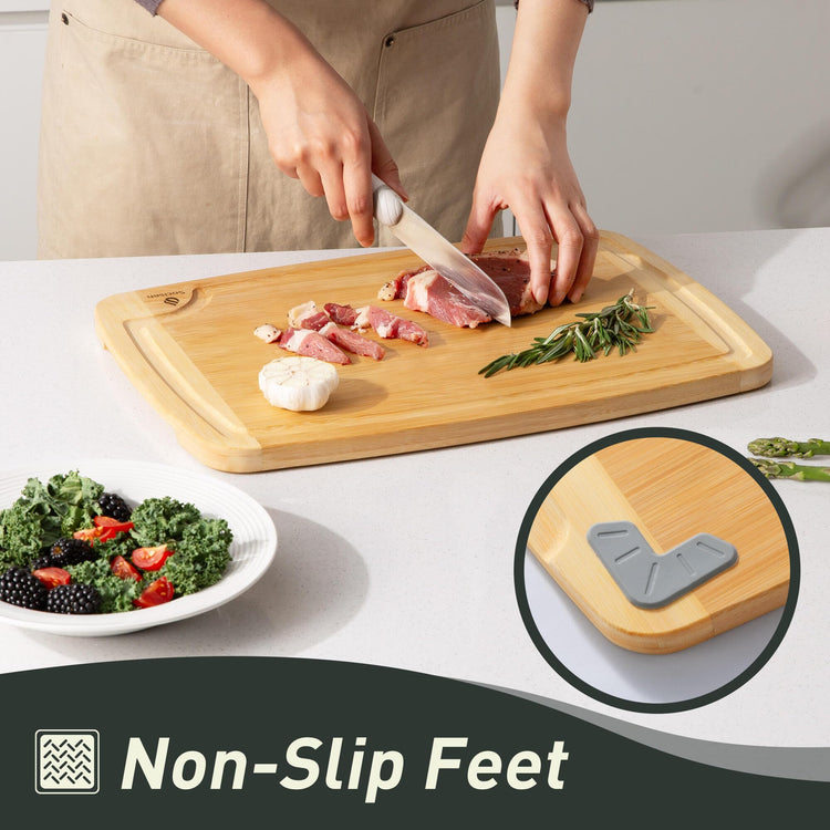 3 packs Bamboo Cutting Board Set Non Slip Feet Over Sink For Kitchen Meal Prep & Serving Brides Her Wedding Day Bridal Shower Engaged Wed House Christmas Married Future Unique Cool Gifts (3 Count)