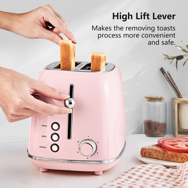 2 Slice Toaster Retro Stainless Steel with Bagel (2 Count)