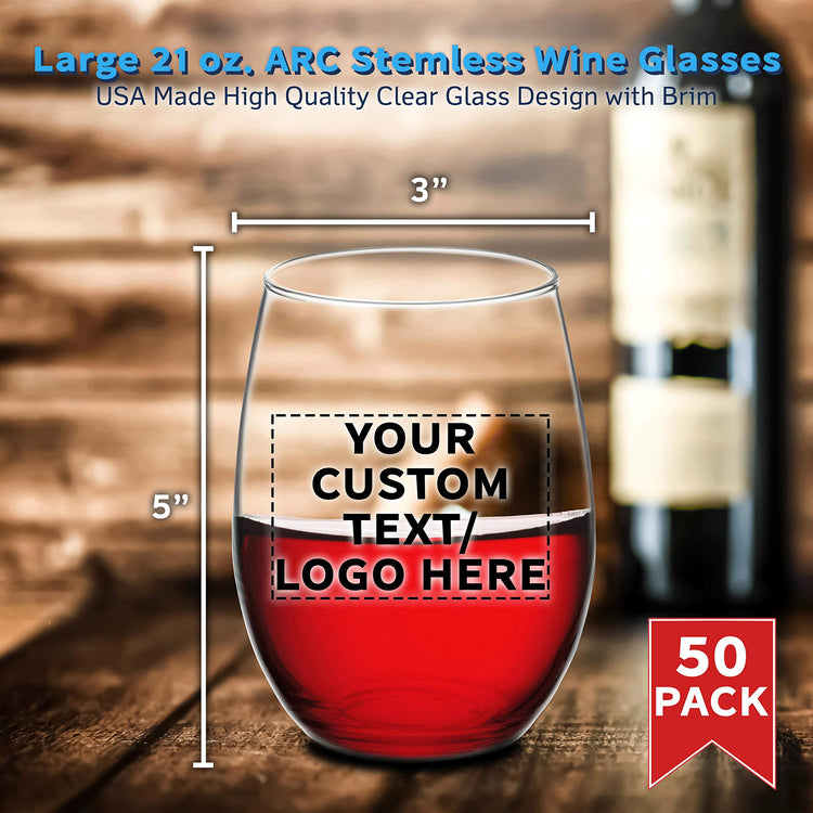 50 ARC Stemless Wine Glasses Set (50 Count)