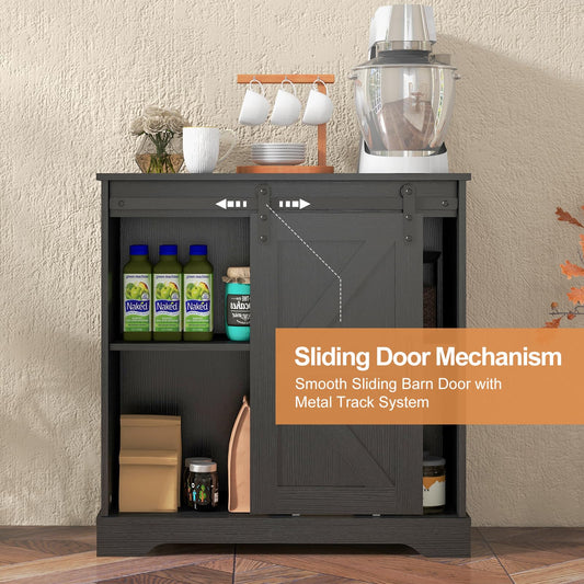 Sliding Barn Door Buffet Sideboard Storage Cabinet Coffee Bar Kitchen Farmhouse Style