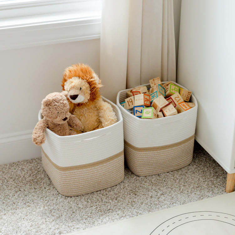 Storage Cubes 11 Inch Cotton Rope Woven Baskets for Organizing (3 Count)