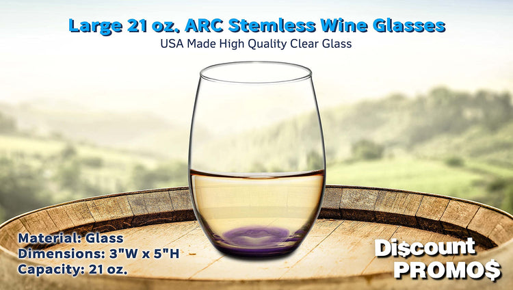 10 ARC Stemless Wine Glasses Set (10 Count)
