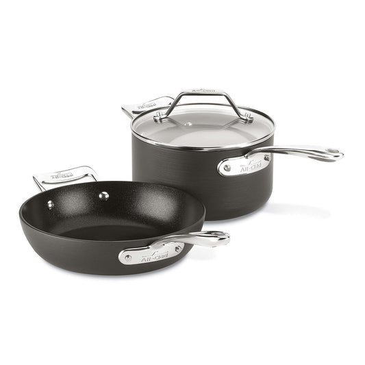 Essentials Hard Anodized Nonstick Fry & Sauce Pan Set 8.5 Inch