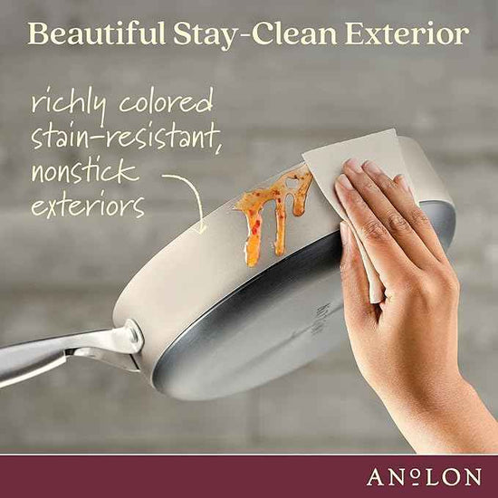 Anolon Achieve Hard Anodized Nonstick Sauté Pan with Lid, 3 Quart - Silver