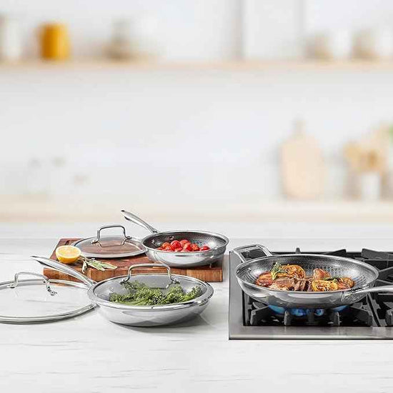 Cuisinart FusionElite+ Hybrid Nonstick Tri-Ply Stainless Steel Cookware Set, 6-Piece Skillet Cooking Set with PURELYSEAR Ceramic Nonstick Technology, Scratch Proof, Cool Grip Handles, Dishwasher Safe