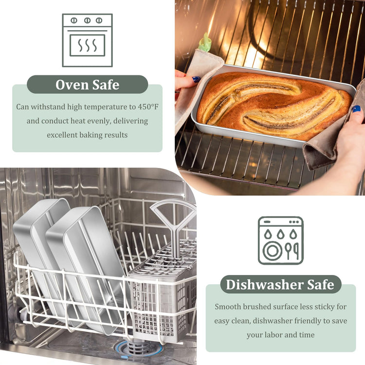 Loaf Pan 12 x 5 Inch Stainless Steel Loaf Pans for Baking Bread (4 Count)