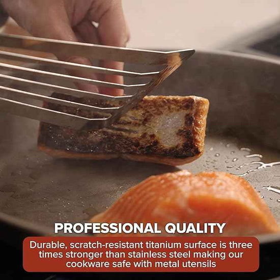 Viking PureGlide Pro 3-Ply Nonstick Cookware Set, Made without PFAS, 10-Piece Induction Pots and Pans Set, Metal Utensil Safe Titanium Nonstick Surface, Oven Safe to 600F