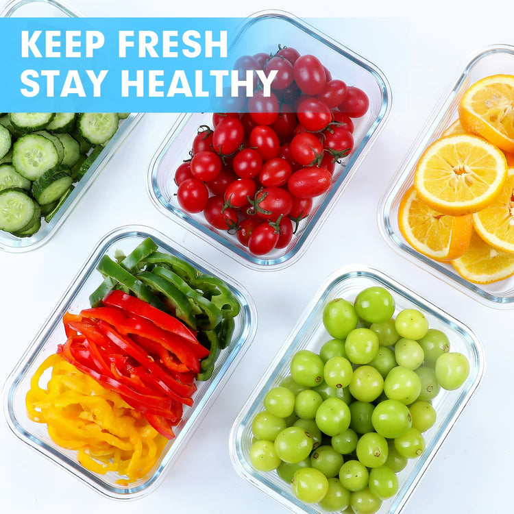 5 PACK 36 OZ Glass Meal Prep Containers Set with Lids (5 Count)