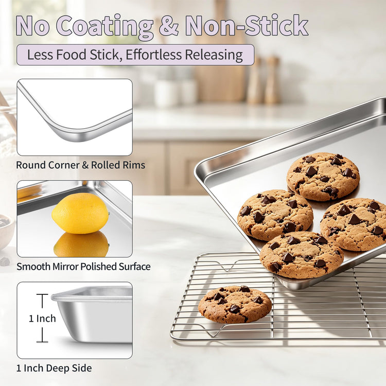 Stainless Steel Toaster Oven Pan with Rack Set