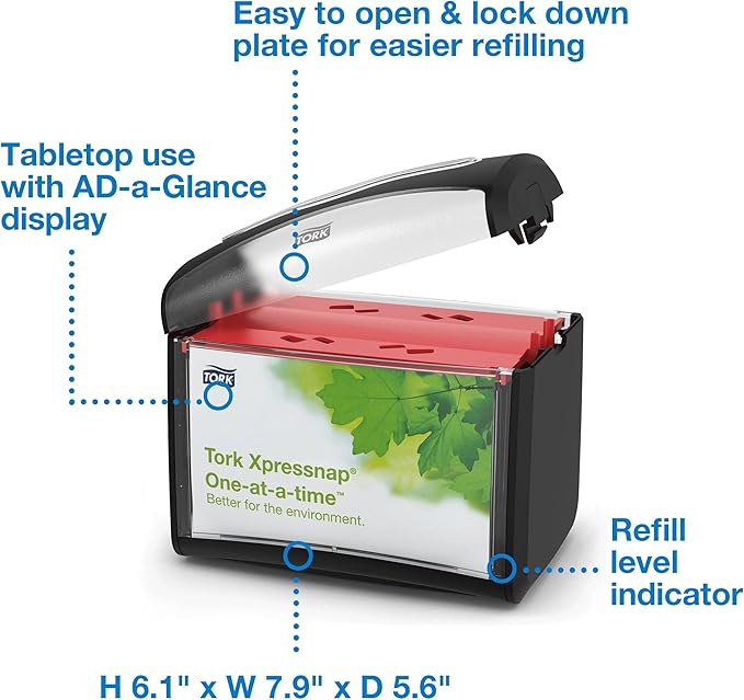 Tork Xpressnap Napkin Dispenser Black, N4 Compatible, Signature Range 4-Pack (6232100)